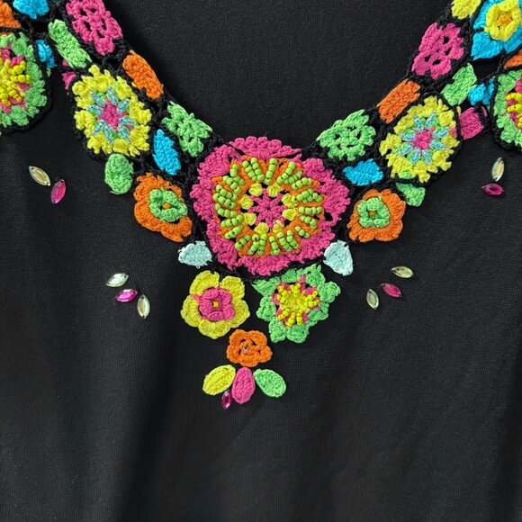 Soft Surroundings Vtg Multicolor Floral Embroidered Embellished Sweater size XL - Picture 2 of 6
